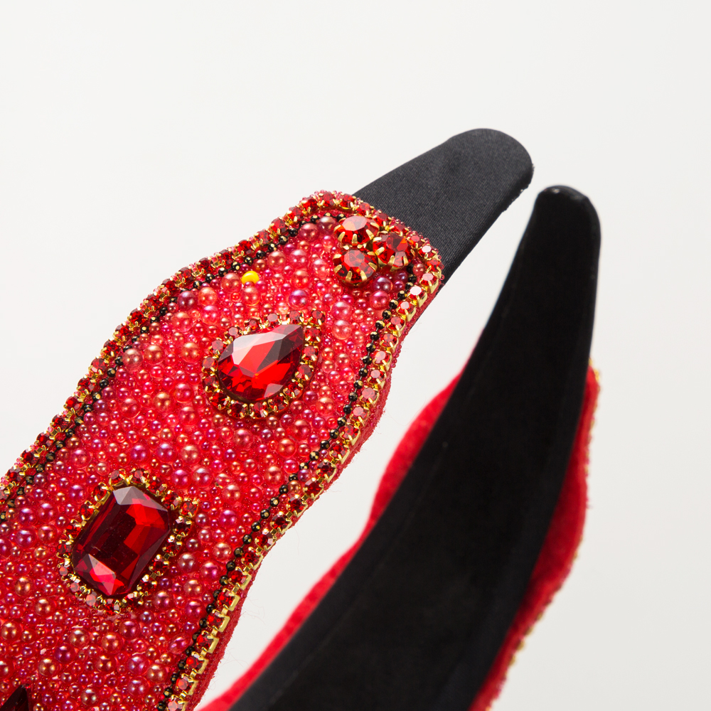 Women's Elegant Luxurious Geometric Cloth Inlay Rhinestones Glass Beads Hair Band display picture 4