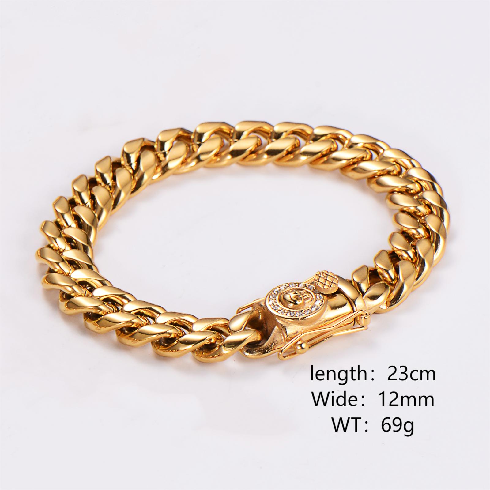 Hip-Hop Rock Cool Style Solid Color Skull Stainless Steel Plating Inlay Zircon 18K Gold Plated Women's Bracelets Necklace display picture 1