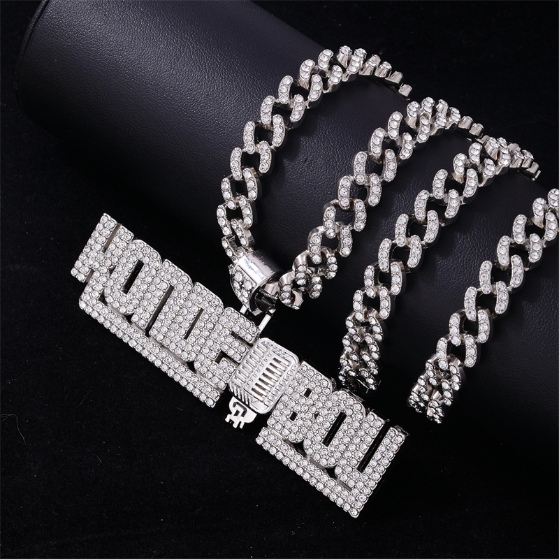Hip Hop Letra Aleación De Zinc Enchapado Embutido Diamantes De Imitación Hombres Collar Colgante display picture 4