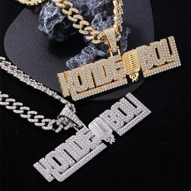 Hip Hop Letra Aleación De Zinc Enchapado Embutido Diamantes De Imitación Hombres Collar Colgante display picture 6