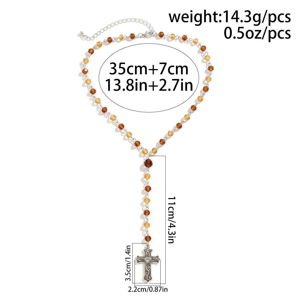 Retro Simple Style Classic Style Cross Round Alloy Crystal Beaded Women's Pendant Necklace display picture 1