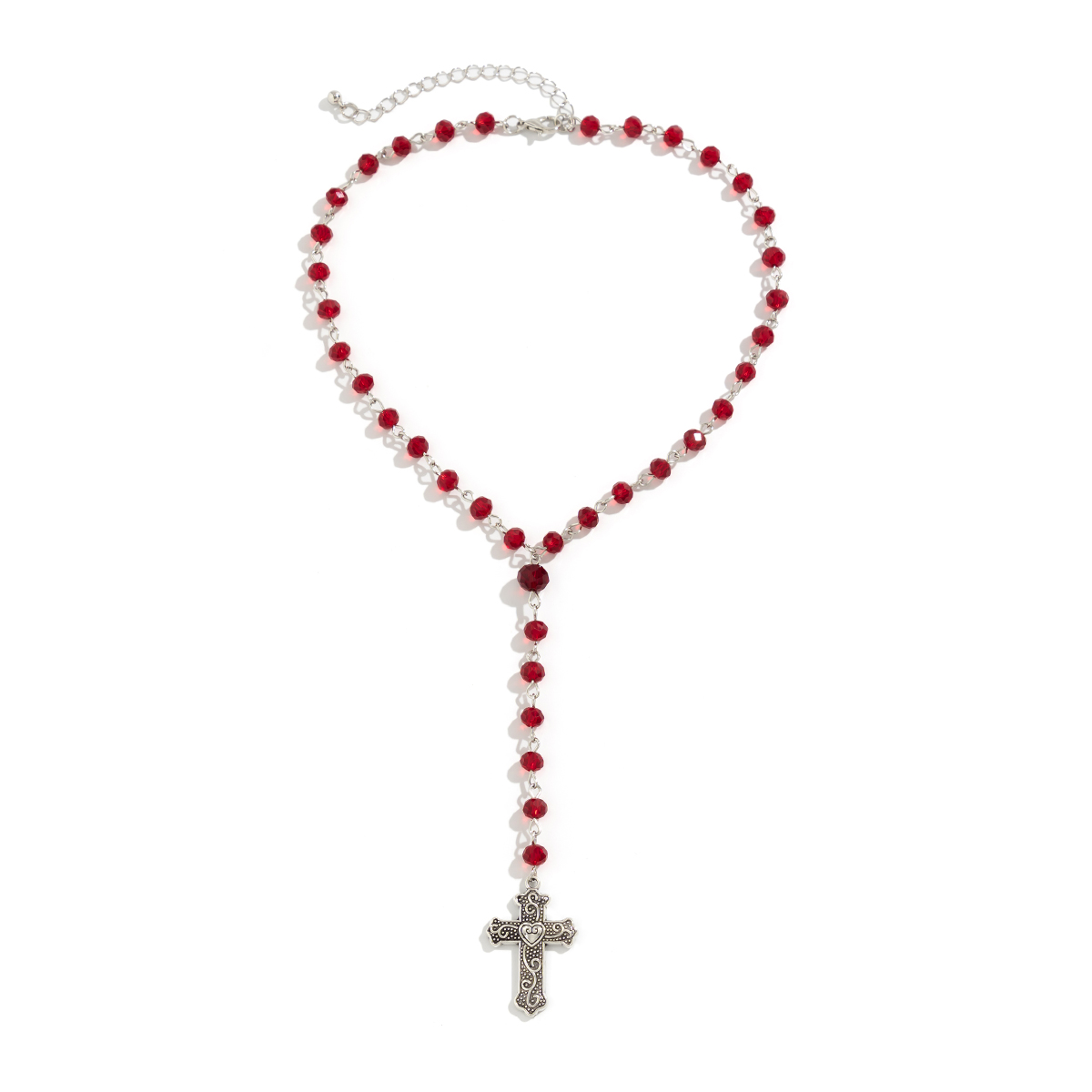 Retro Simple Style Classic Style Cross Round Alloy Crystal Beaded Women's Pendant Necklace display picture 4