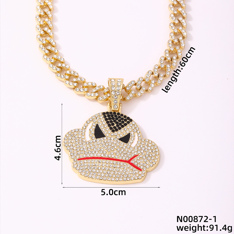 Hip-Hop Orangutan Zinc Alloy Plating Inlay Rhinestones Men's Pendant Necklace display picture 1