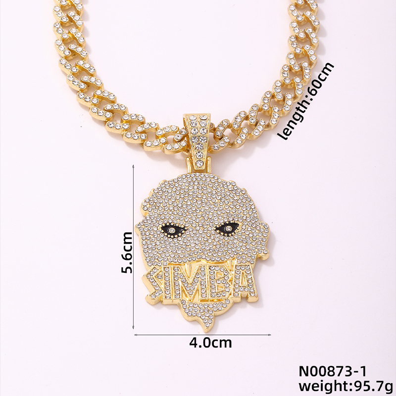 Hip-Hop Human Face Letter Zinc Alloy Plating Inlay Rhinestones Men's Pendant Necklace display picture 2