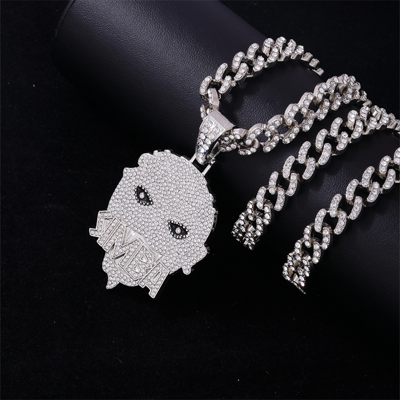 Hip-Hop Human Face Letter Zinc Alloy Plating Inlay Rhinestones Men's Pendant Necklace display picture 3