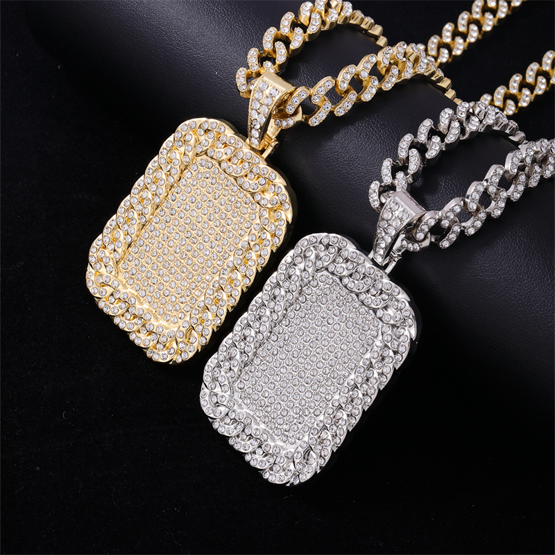 Hip-Hop Geometric Zinc Alloy Plating Inlay Rhinestones Men's Pendant Necklace display picture 4