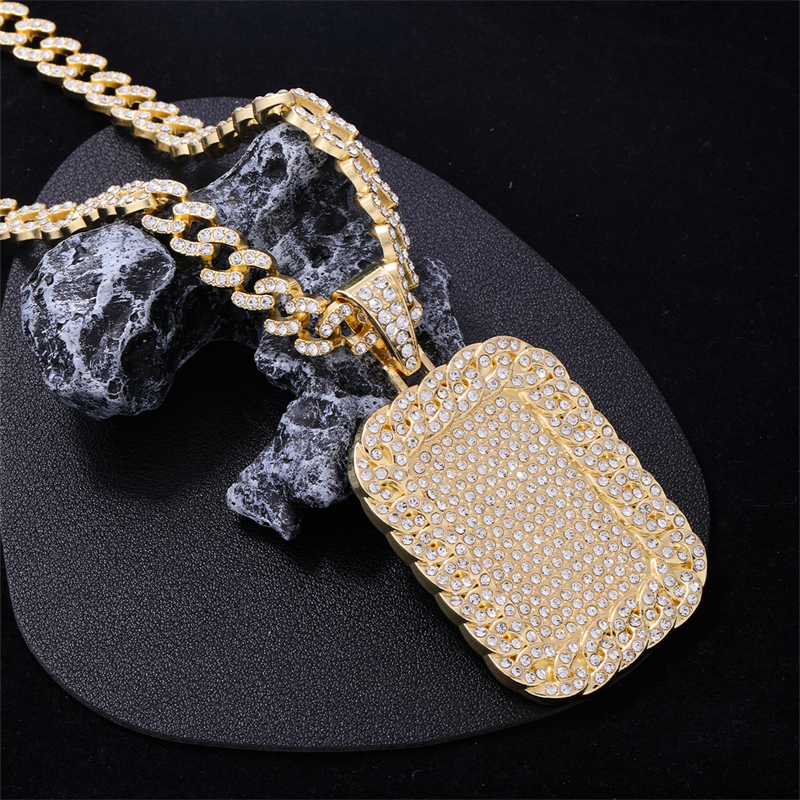Hip-Hop Geometric Zinc Alloy Plating Inlay Rhinestones Men's Pendant Necklace display picture 6