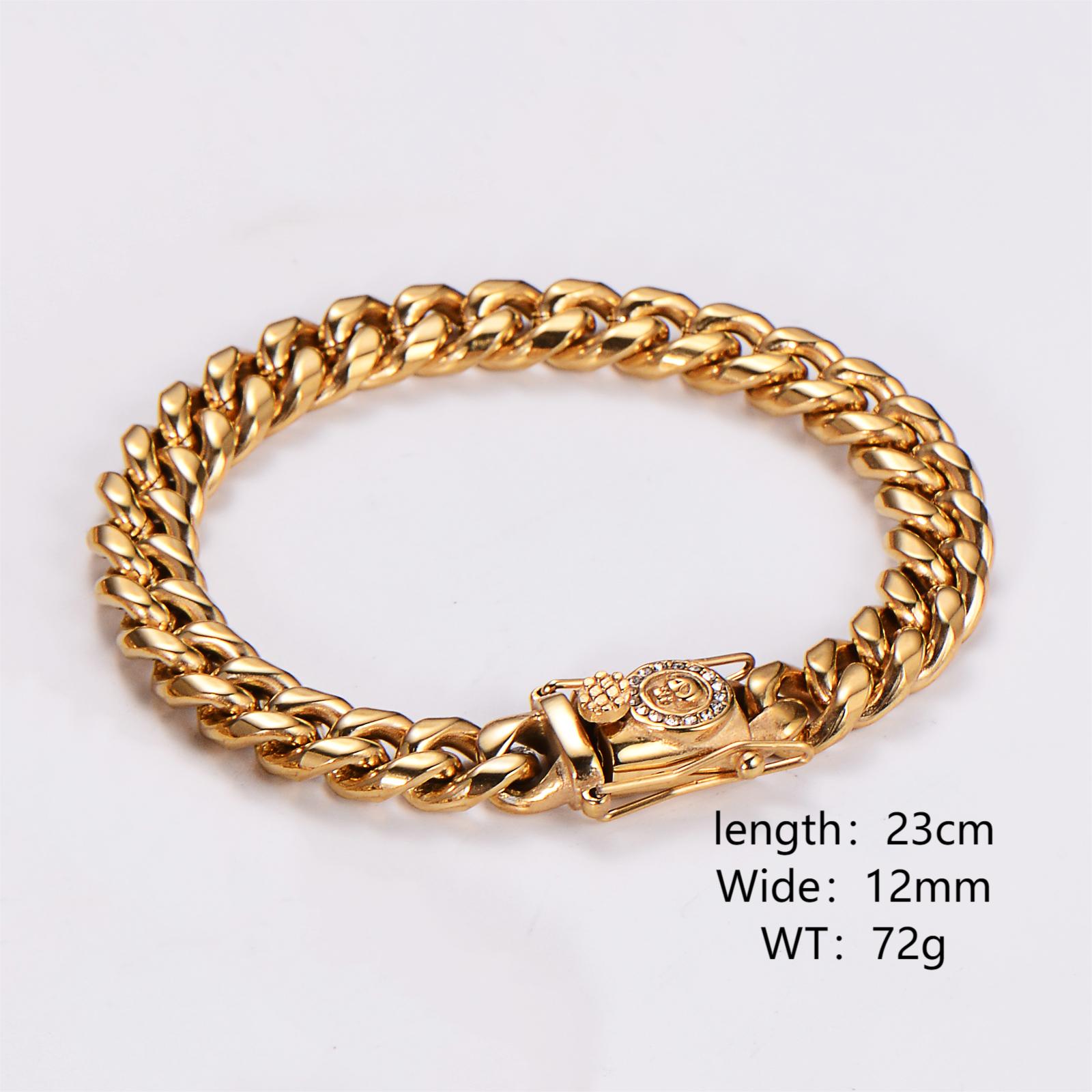 Hip-Hop Rock Cool Style Lion Solid Color Stainless Steel Plating Inlay Rhinestones 18K Gold Plated Unisex Bracelets Necklace display picture 2