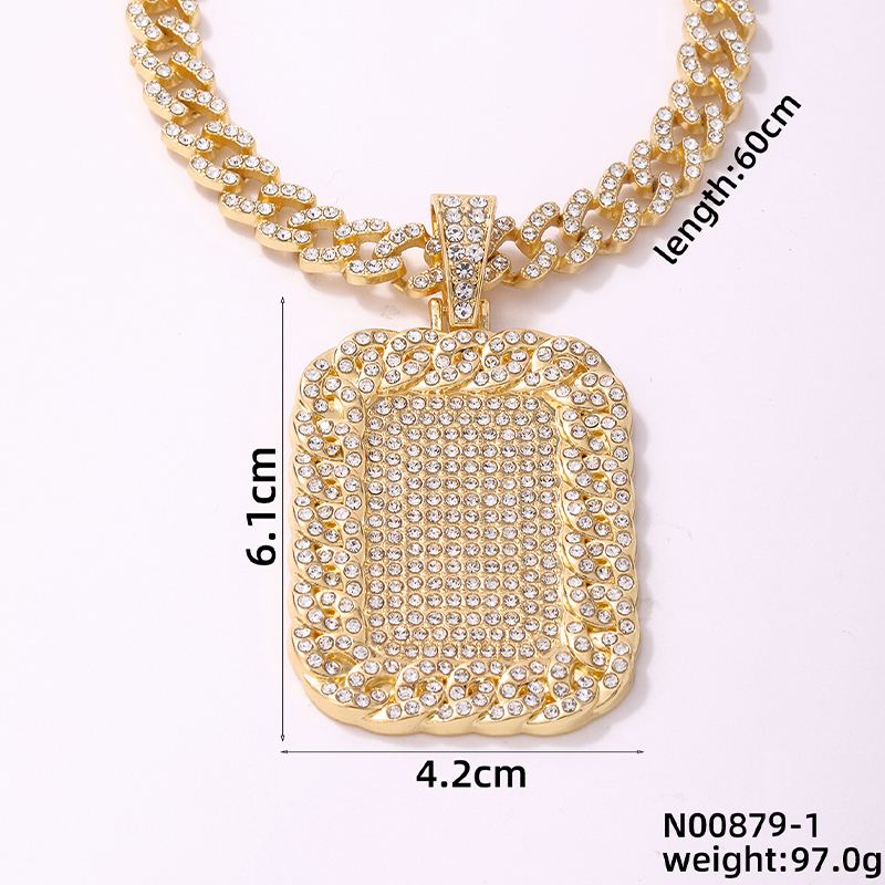 Hip-Hop Geometric Zinc Alloy Plating Inlay Rhinestones Men's Pendant Necklace display picture 2