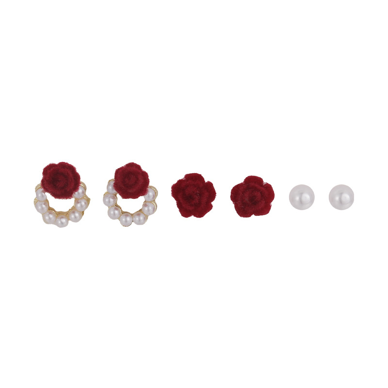 Wholesale Jewelry Simple Style Flower Alloy Pearl Inlay Earrings display picture 5