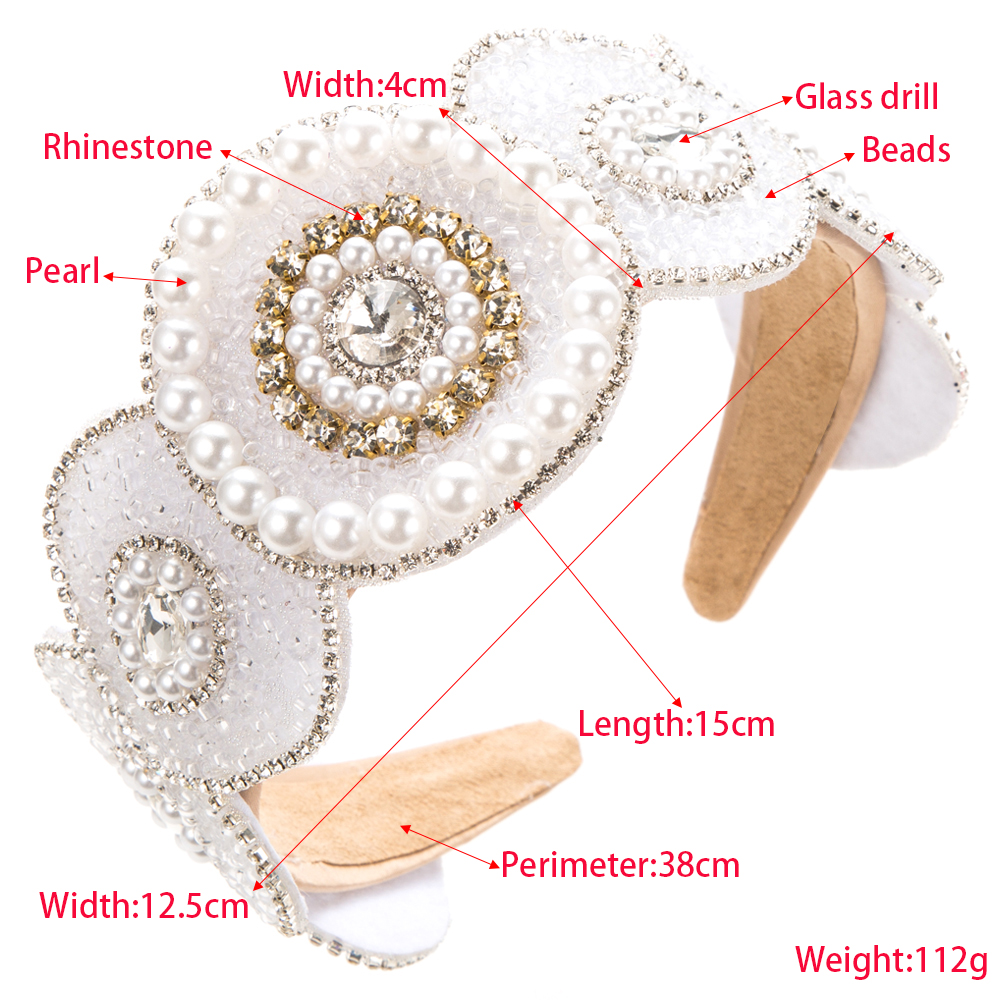 Women's Elegant Luxurious Geometric Cloth Inlay Artificial Pearls Rhinestones Beads Hair Band display picture 1