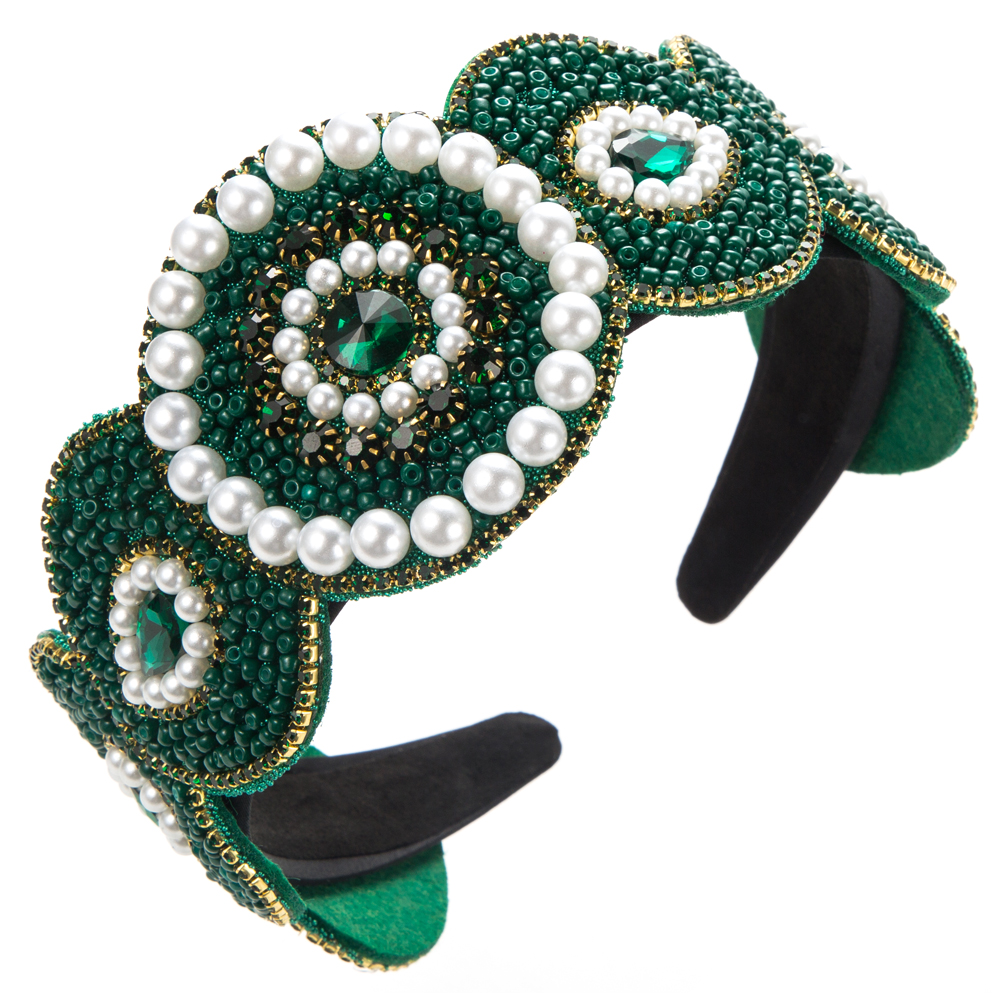 Frau Elegant Luxuriös Geometrisch Tuch Inlay Künstliche Perlen Strasssteine Perlen Haarband display picture 7
