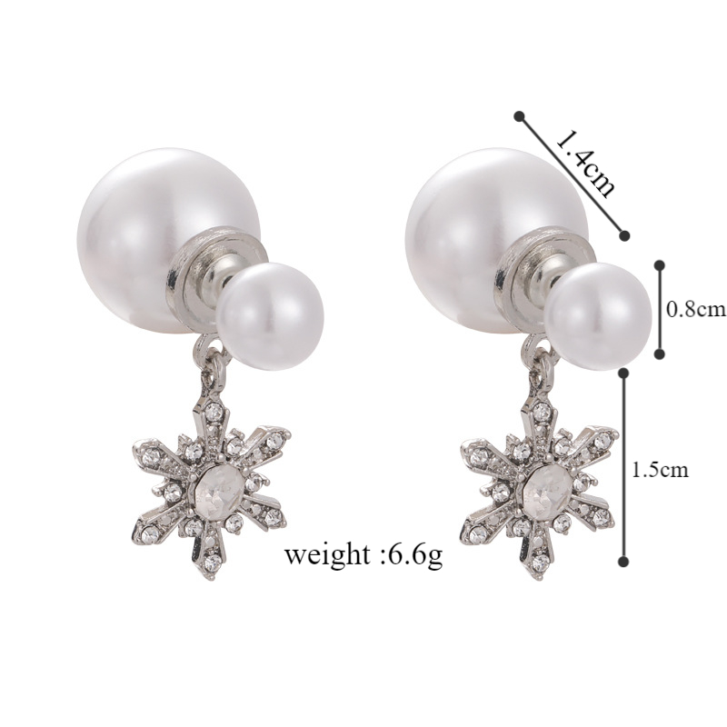 1 Pair Elegant Snowflake Imitation Pearl Alloy Drop Earrings display picture 1
