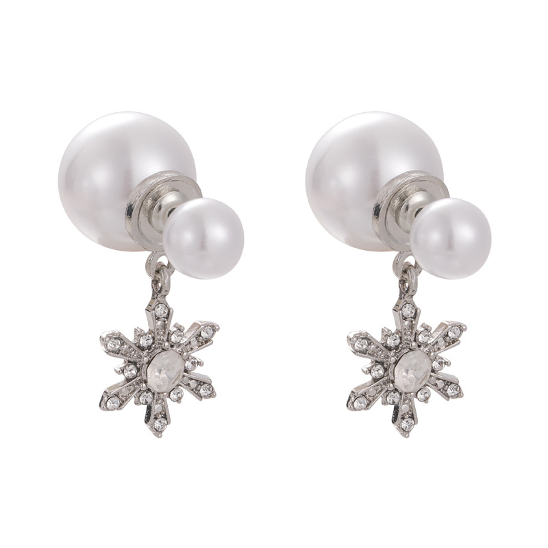 1 Pair Elegant Snowflake Imitation Pearl Alloy Drop Earrings display picture 9