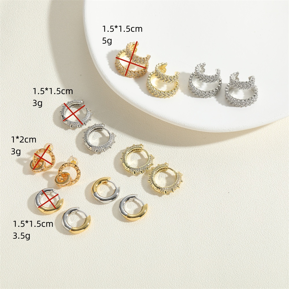 1 Pair Vintage Style Simple Style Commute Round Plating Inlay Copper Zircon 14k Gold Plated Earrings display picture 7
