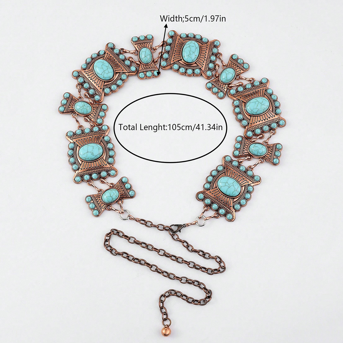 Casual Exaggerated Geometric Alloy Inlay Turquoise Women's Chain Belts display picture 10