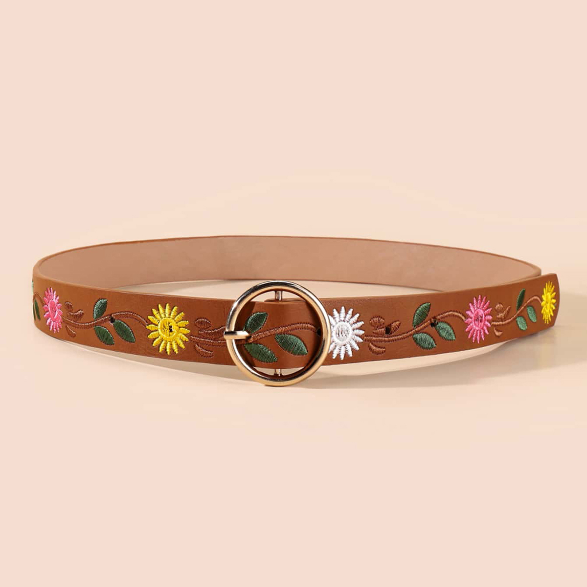 Casual Ethnic Style Flower Argyle Pu Leather Embroidery Women's Leather Belts display picture 10