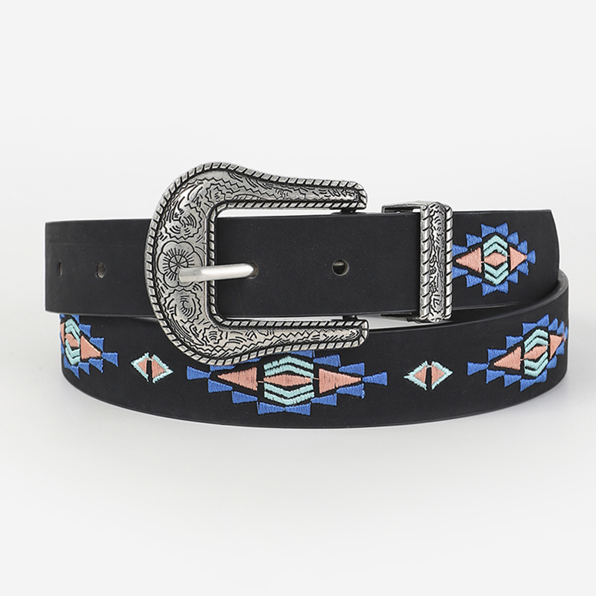 Casual Ethnic Style Flower Argyle Pu Leather Embroidery Women's Leather Belts display picture 4