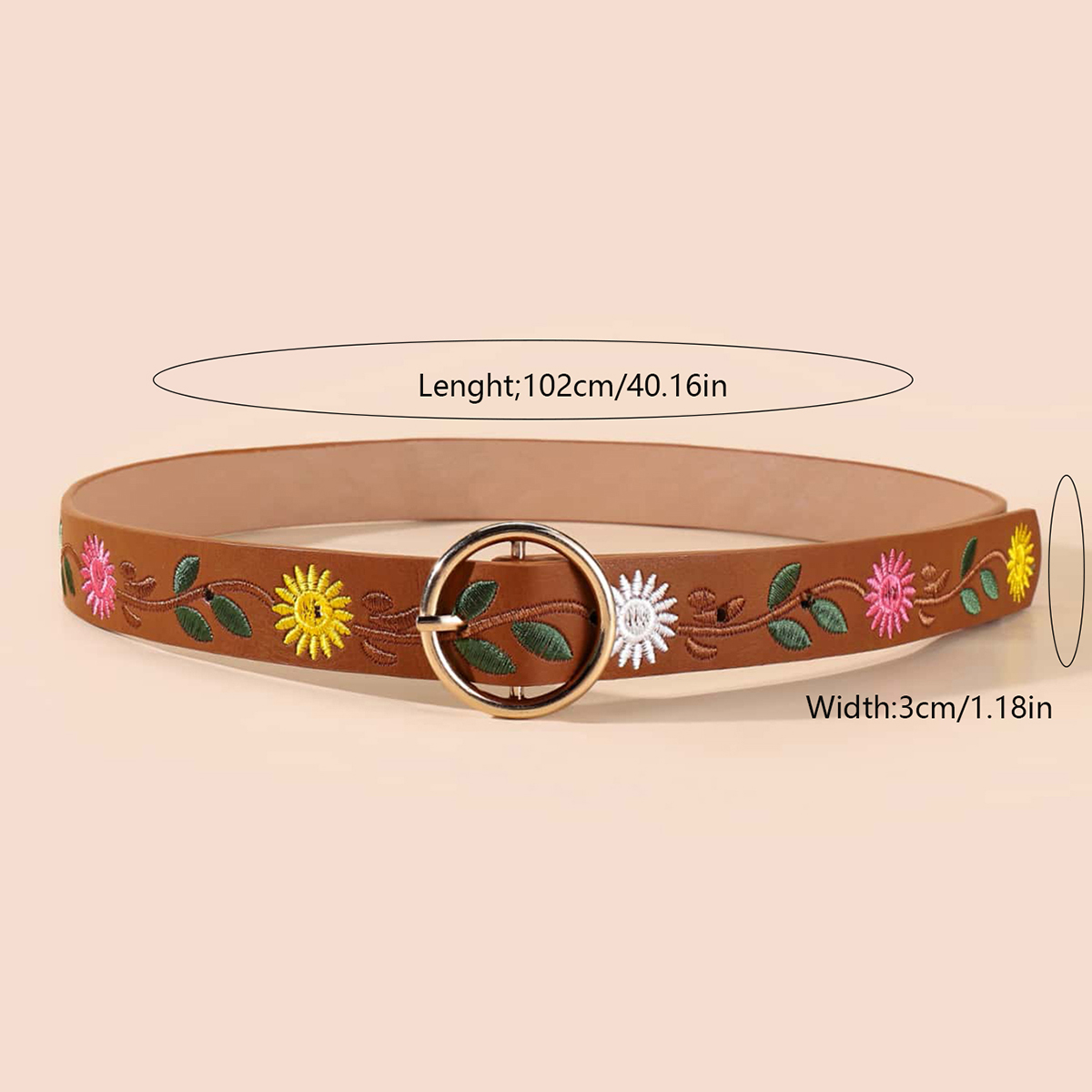 Casual Ethnic Style Flower Argyle Pu Leather Embroidery Women's Leather Belts display picture 12