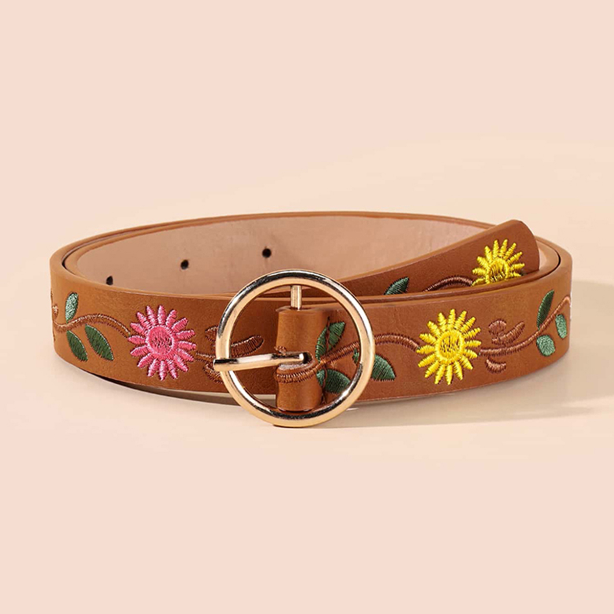 Casual Ethnic Style Flower Argyle Pu Leather Embroidery Women's Leather Belts display picture 14
