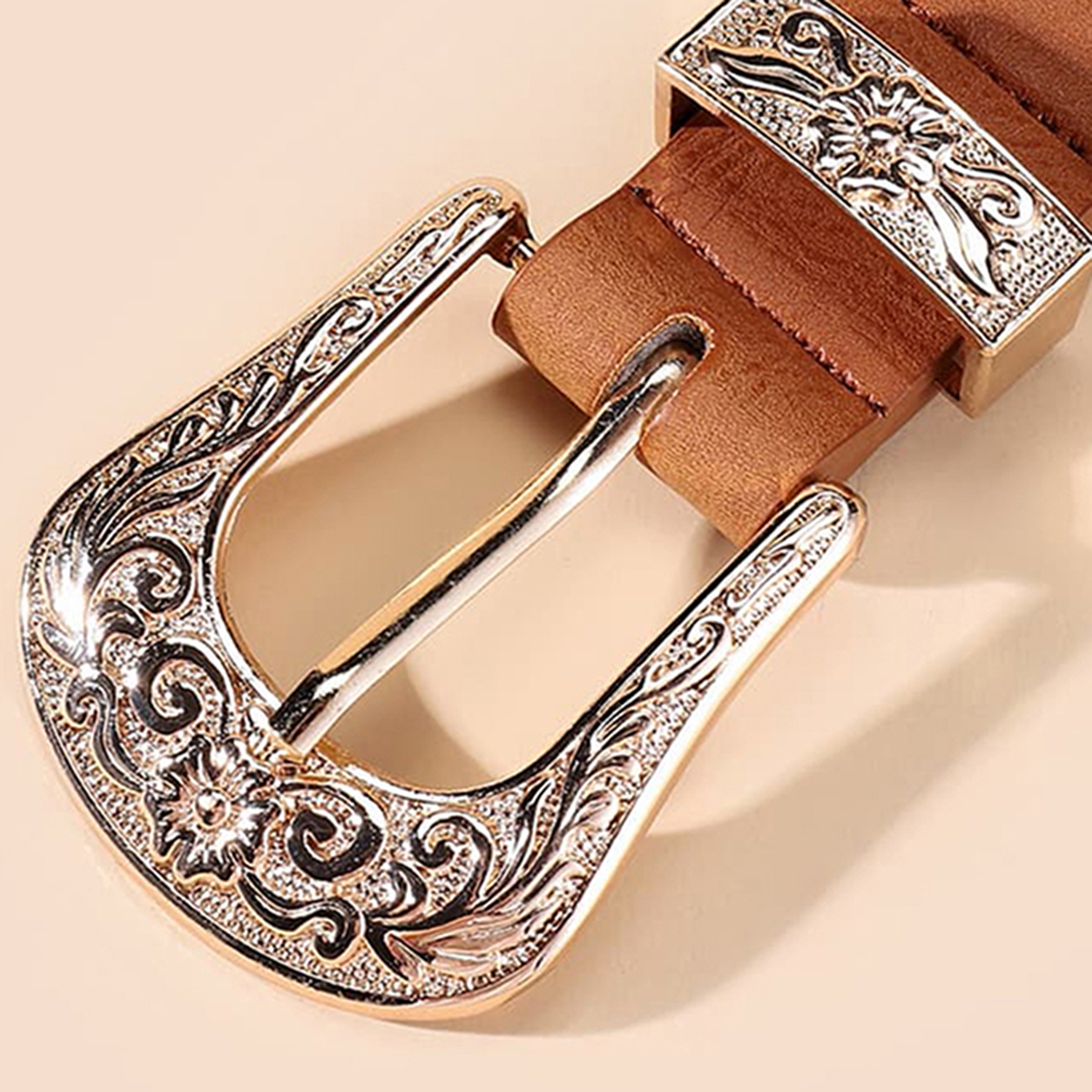 Casual Ethnic Style Flower Argyle Pu Leather Embroidery Women's Leather Belts display picture 19