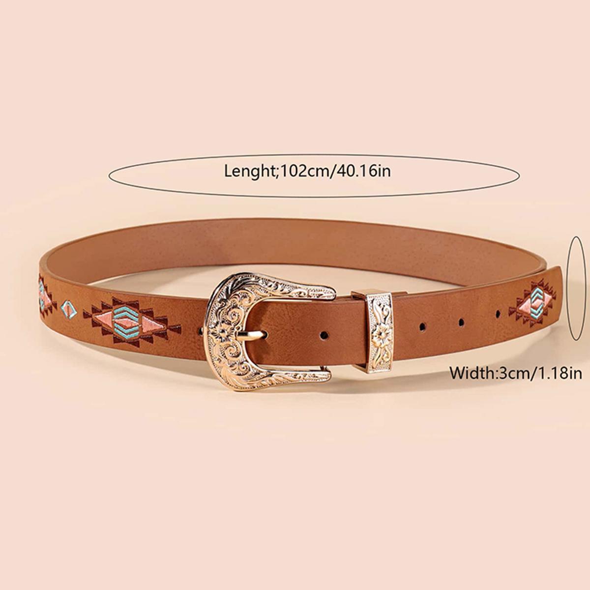 Casual Ethnic Style Flower Argyle Pu Leather Embroidery Women's Leather Belts display picture 18