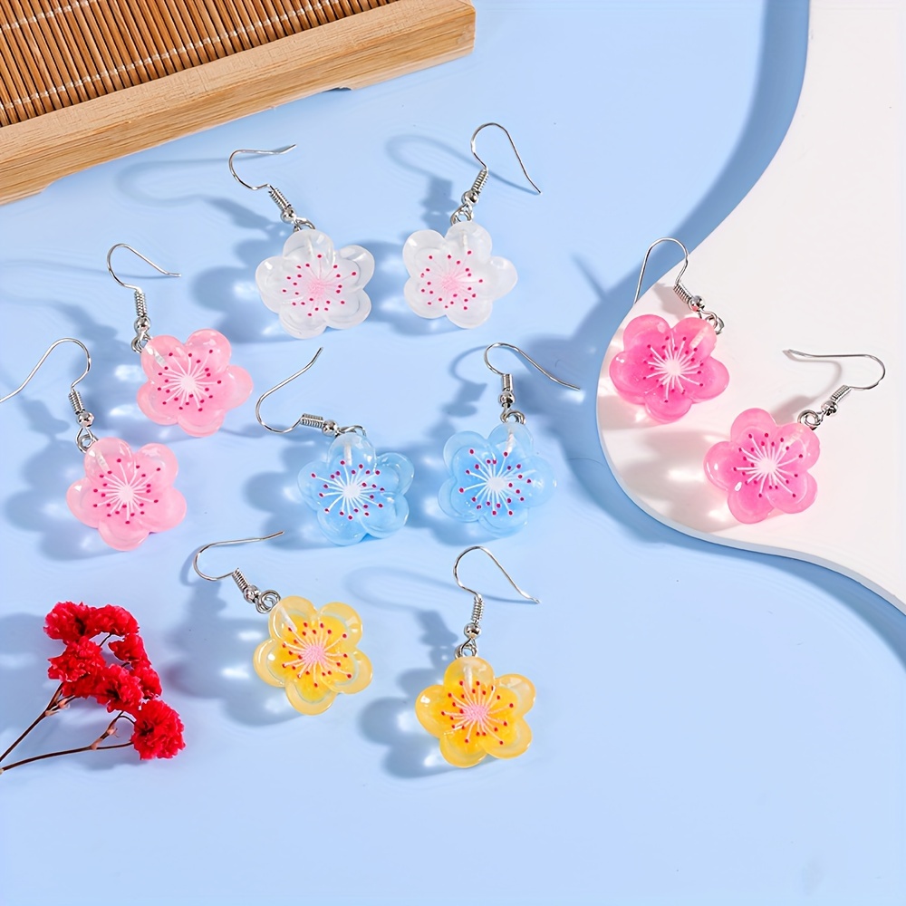 1 Pair Casual Cute Flower Resin Drop Earrings display picture 6
