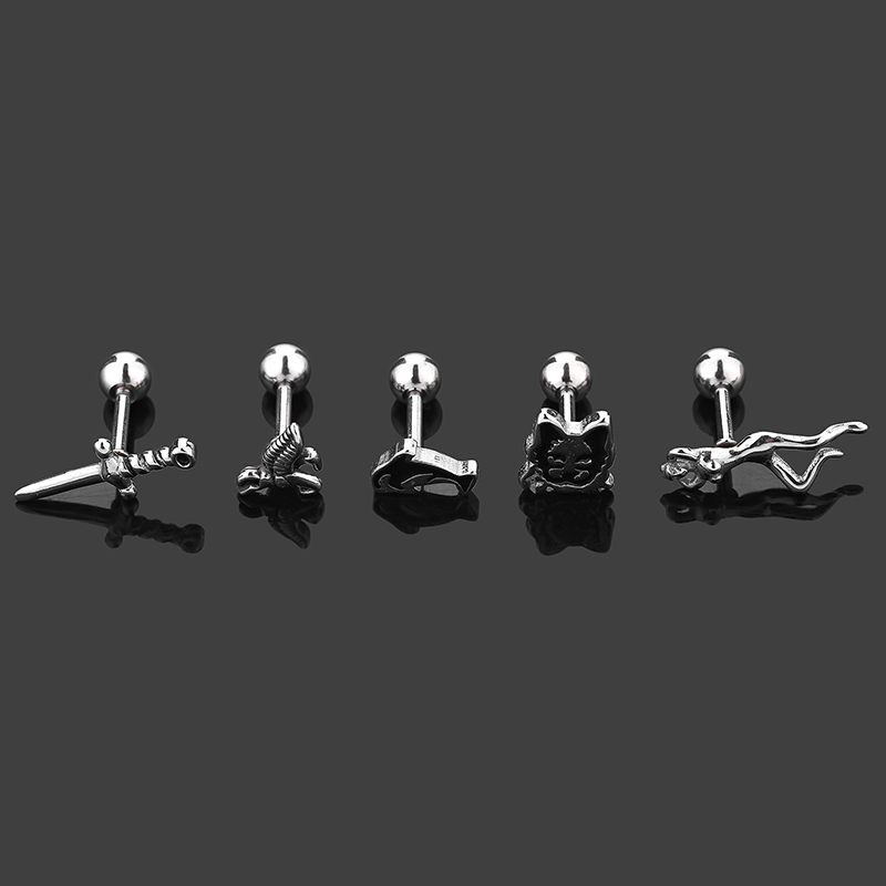1 Piece Simple Style Human Sword Animal Plating Stainless Steel 14k Gold Plated Ear Studs display picture 6