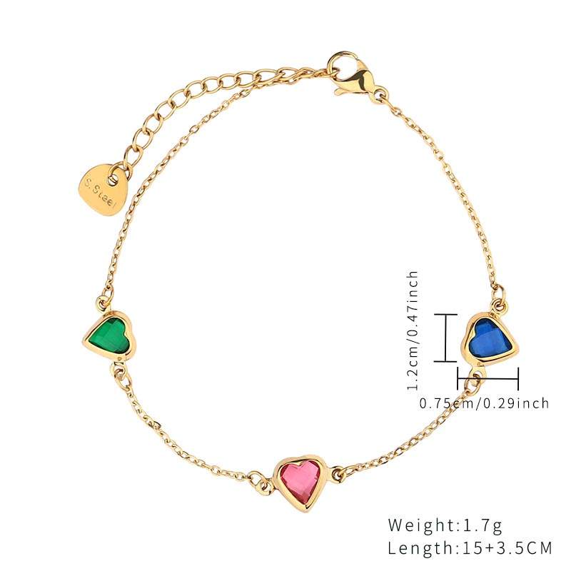 Casual Simple Style Classic Style Heart Shape Eye Flower Stainless Steel Titanium Steel Plating Inlay Resin Zircon Gold Plated Bracelets Earrings display picture 5