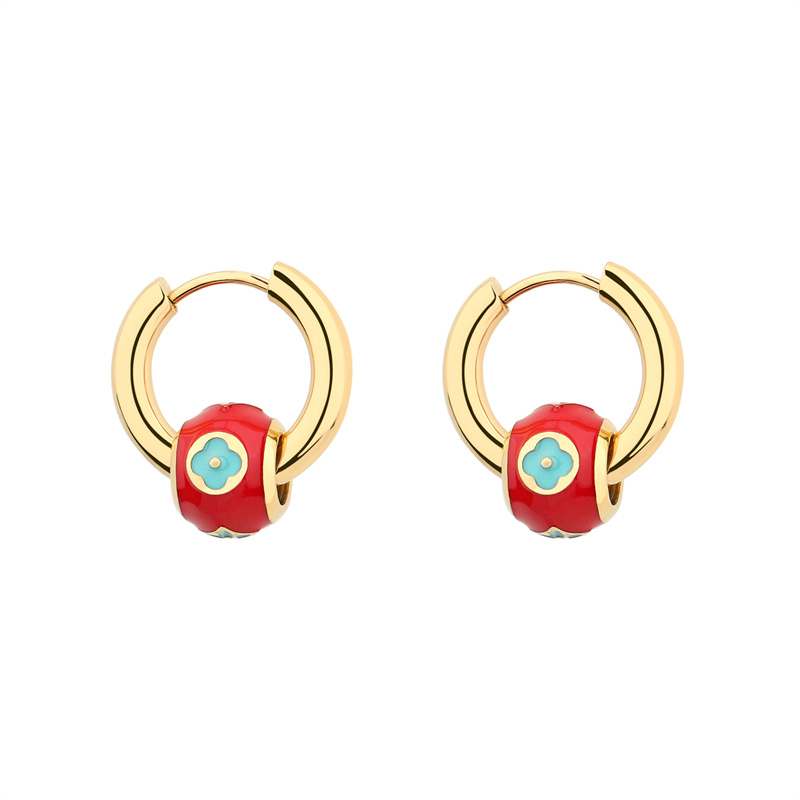 Casual Simple Style Classic Style Heart Shape Eye Flower Stainless Steel Titanium Steel Plating Inlay Resin Zircon Gold Plated Bracelets Earrings display picture 1