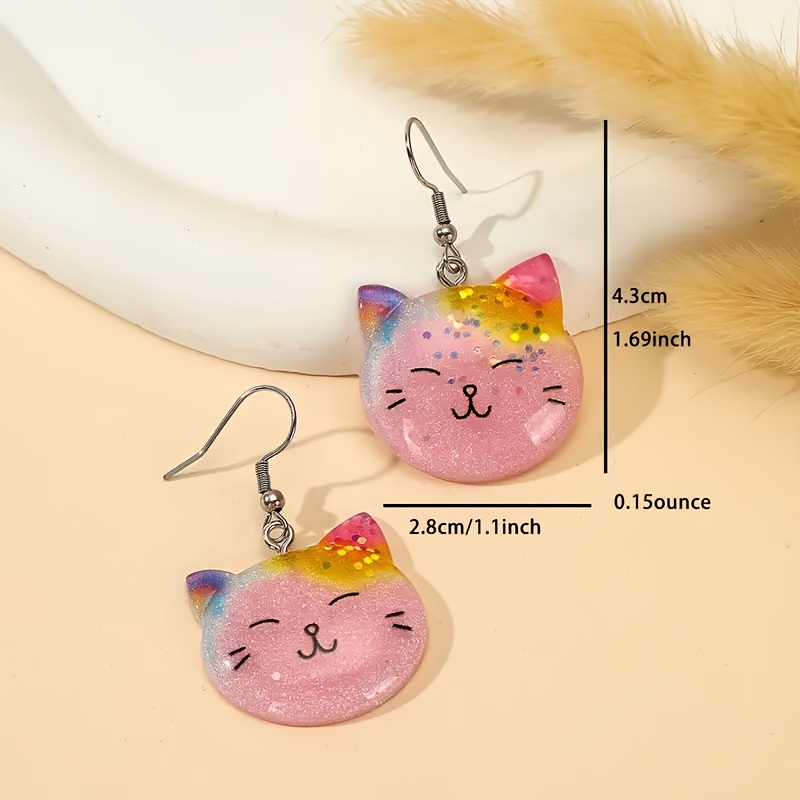 1 Pair Casual Cute Cat Resin Drop Earrings display picture 5