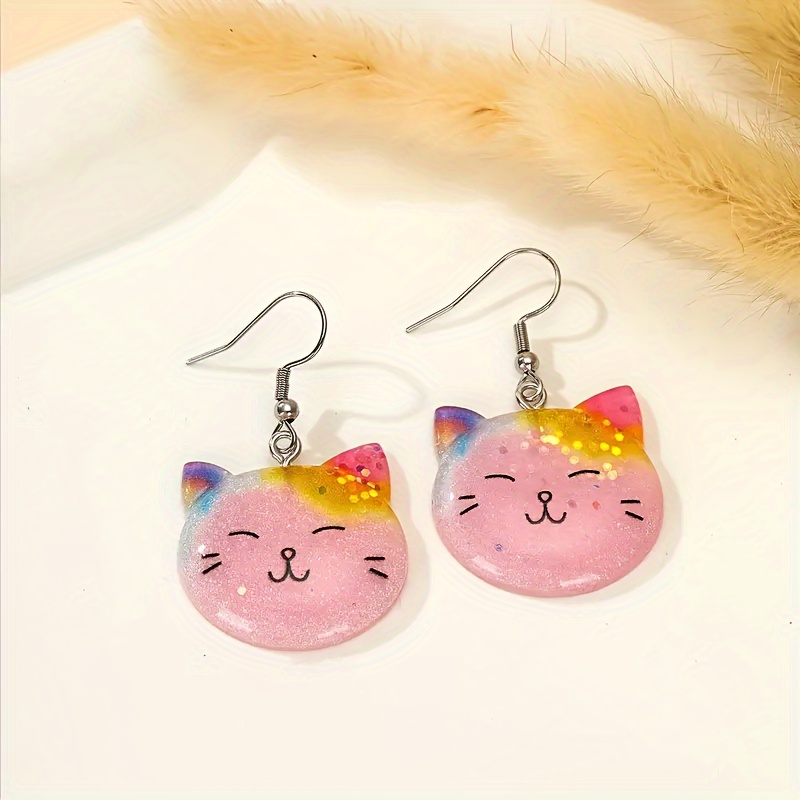 1 Pair Casual Cute Cat Resin Drop Earrings display picture 1