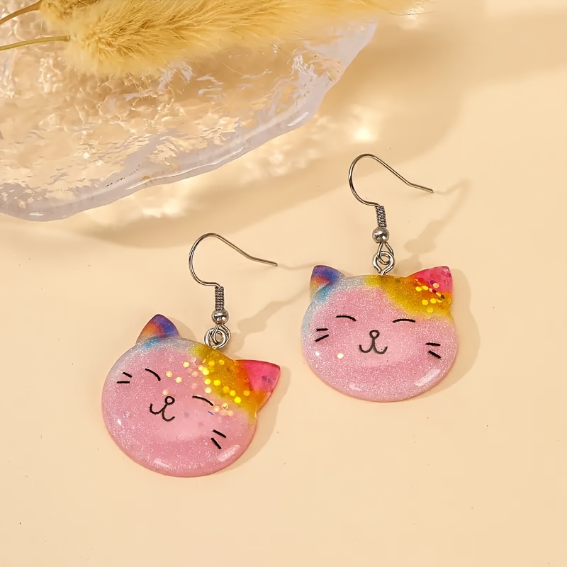 1 Pair Casual Cute Cat Resin Drop Earrings display picture 2