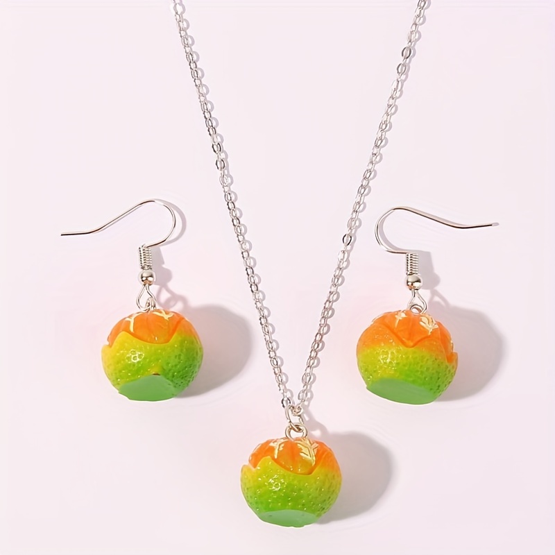Casual Cute Orange Resin Women's Earrings Necklace display picture 1