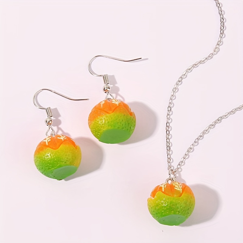 Casual Cute Orange Resin Women's Earrings Necklace display picture 4
