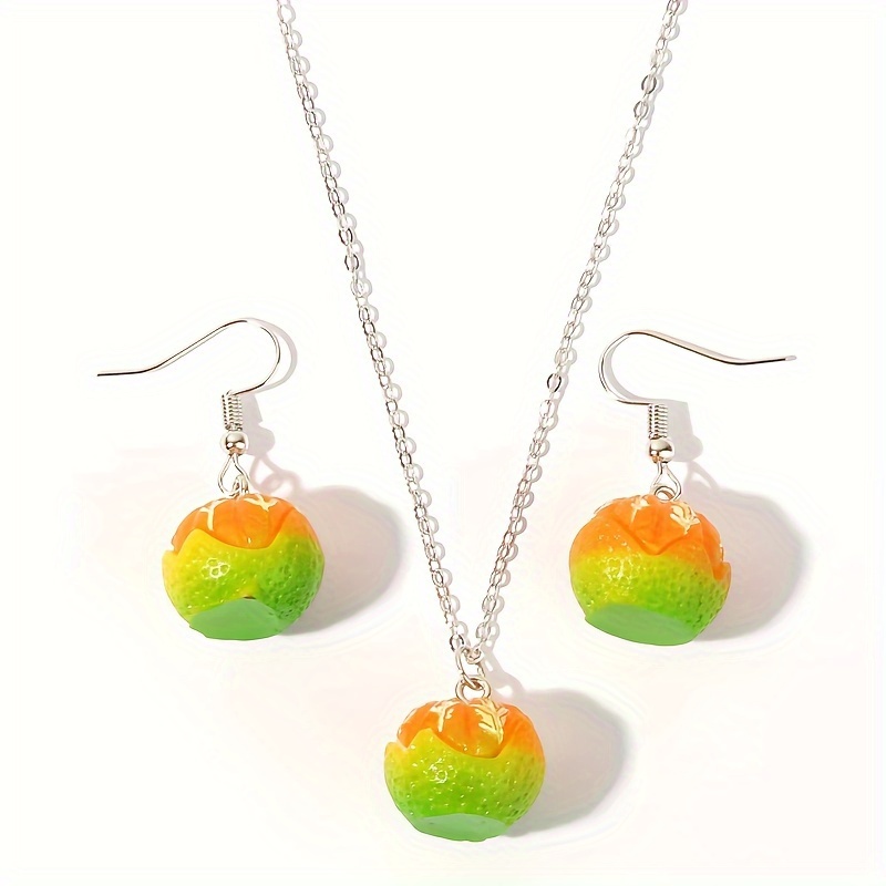 Casual Cute Orange Resin Women's Earrings Necklace display picture 3