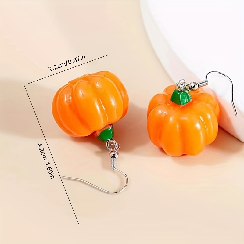 1 Pair Casual Cute Pumpkin Resin Drop Earrings display picture 3