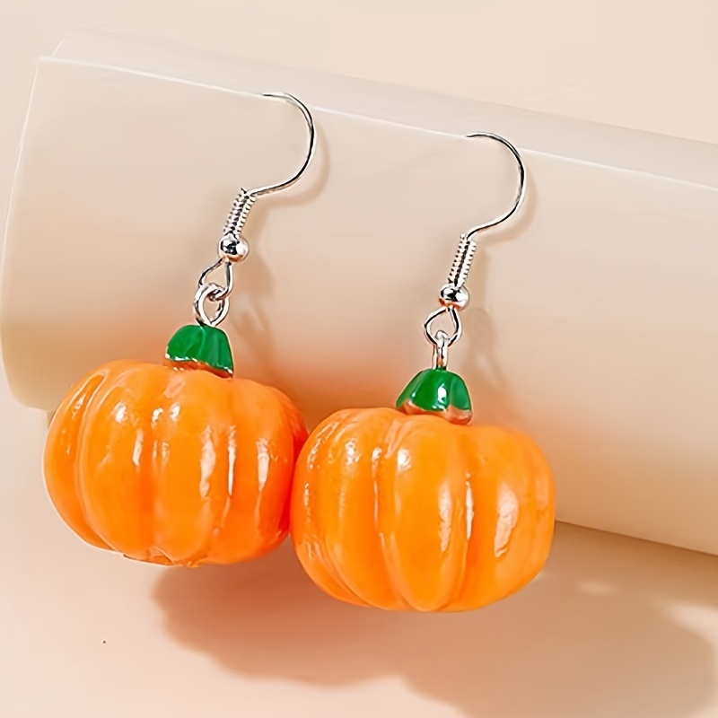 1 Pair Casual Cute Pumpkin Resin Drop Earrings display picture 4