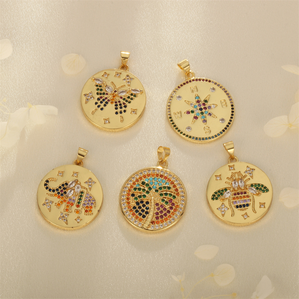 1 Piece Casual Coconut Tree Butterfly Elephant Copper Inlay Jewelry Accessories display picture 2