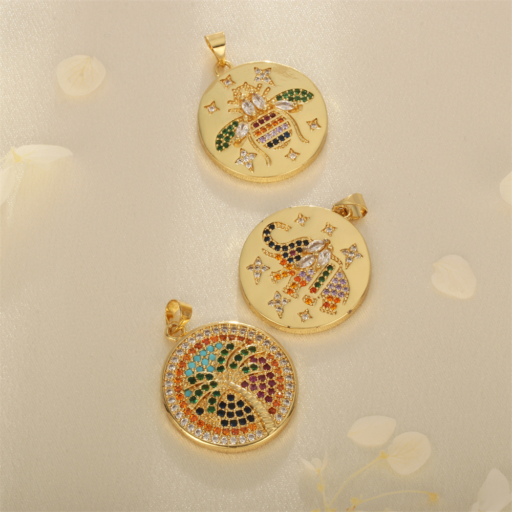 1 Piece Casual Coconut Tree Butterfly Elephant Copper Inlay Jewelry Accessories display picture 3