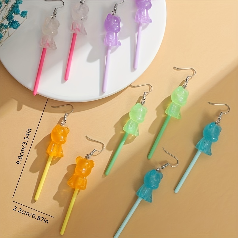 1 Pair Casual Cute Bear Resin Drop Earrings display picture 4