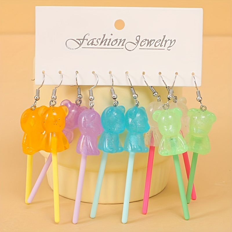 1 Pair Casual Cute Bear Resin Drop Earrings display picture 1