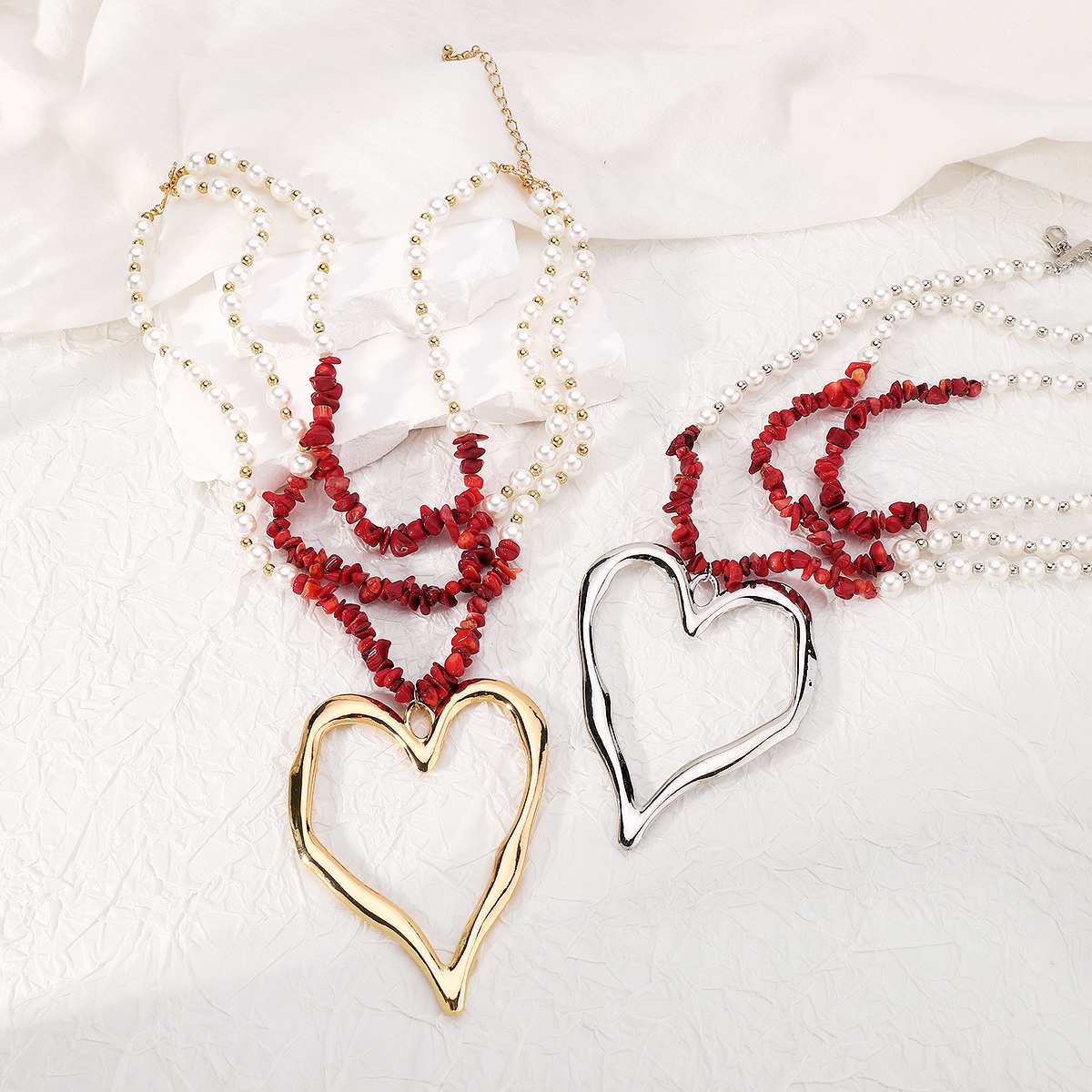 Casual Vacation Heart Shape Imitation Pearl Alloy Women's Layered Necklaces display picture 8