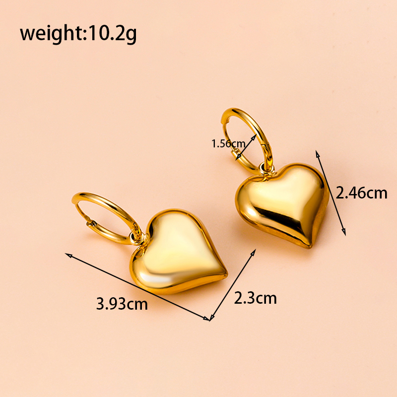 304 Stainless Steel 18K Gold Plated French Style Simple Style Classic Style Heart Shape Earrings Necklace display picture 1