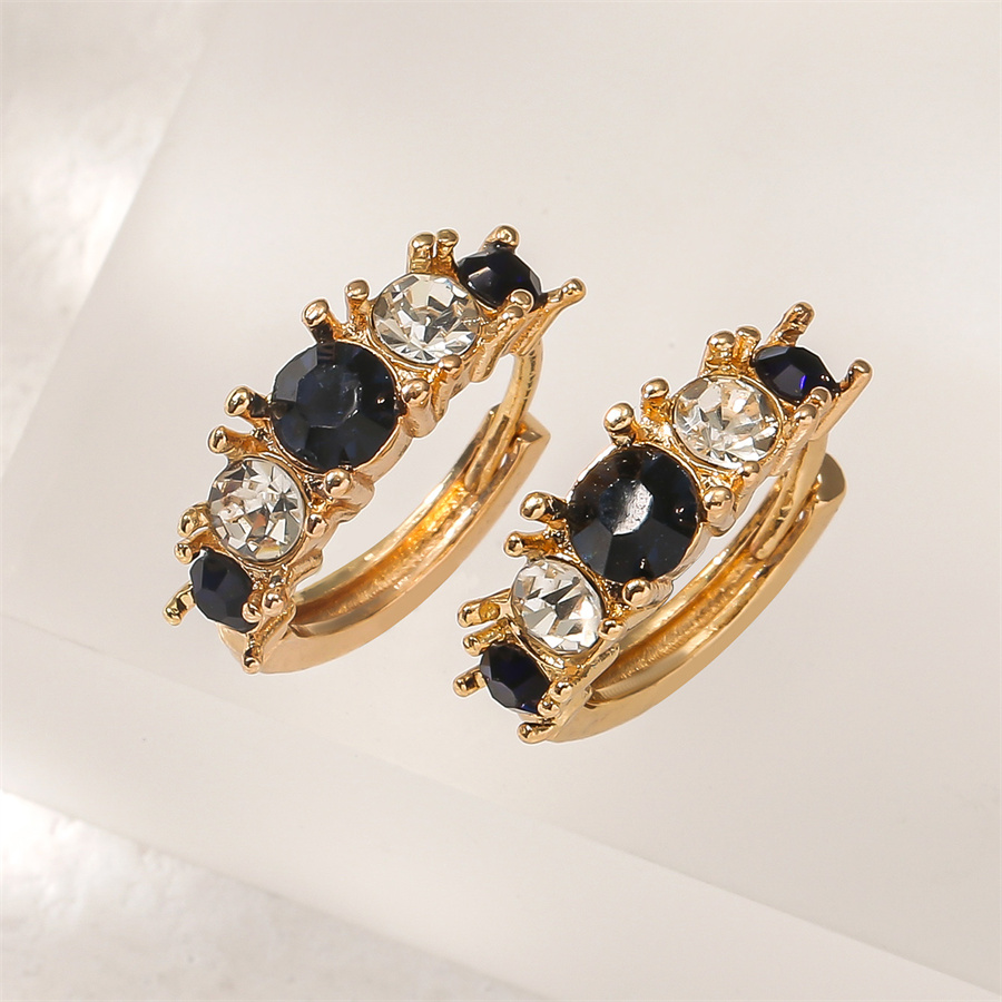 1 Pair Simple Style Geometric Copper Rhinestones Hoop Earrings display picture 1