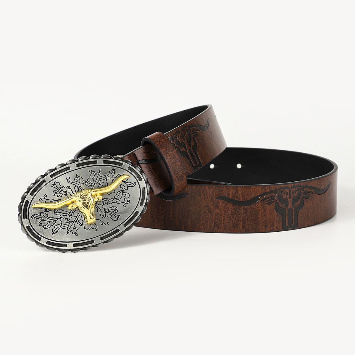 Vintage Style Cowboy Style Printing Animal Pu Leather Printing Metal Button Beads Unisex Leather Belts display picture 2