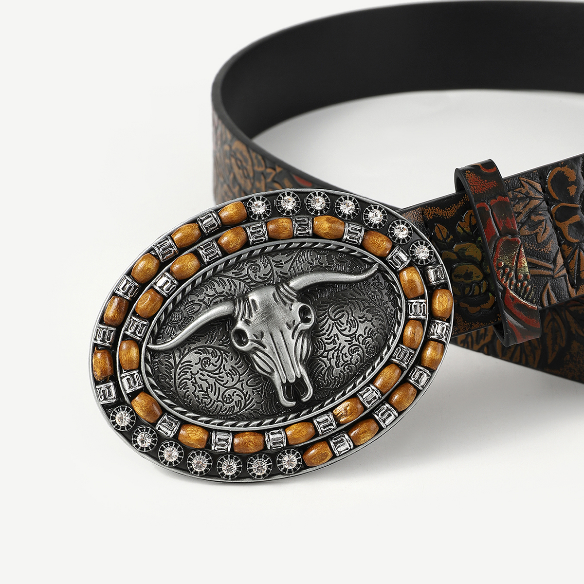 Vintage Style Cowboy Style Printing Animal Pu Leather Printing Metal Button Beads Unisex Leather Belts display picture 12