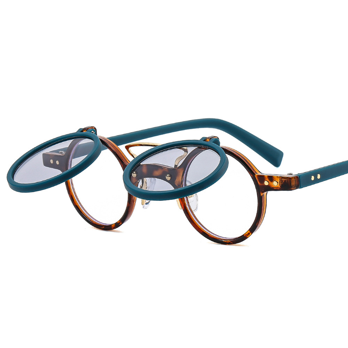 Hip-hop Cool Style Leopard Resin Round Frame Full Frame Optical Glasses display picture 2