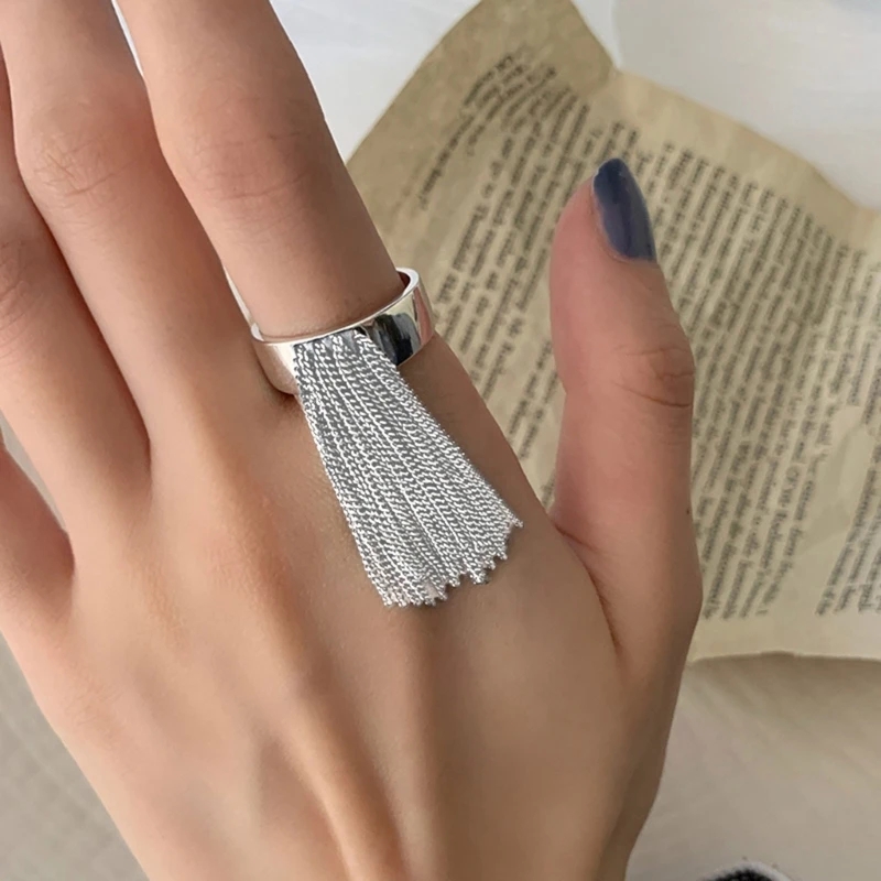 Simple Style Tassel Copper Plating Silver Plated Open Rings display picture 3