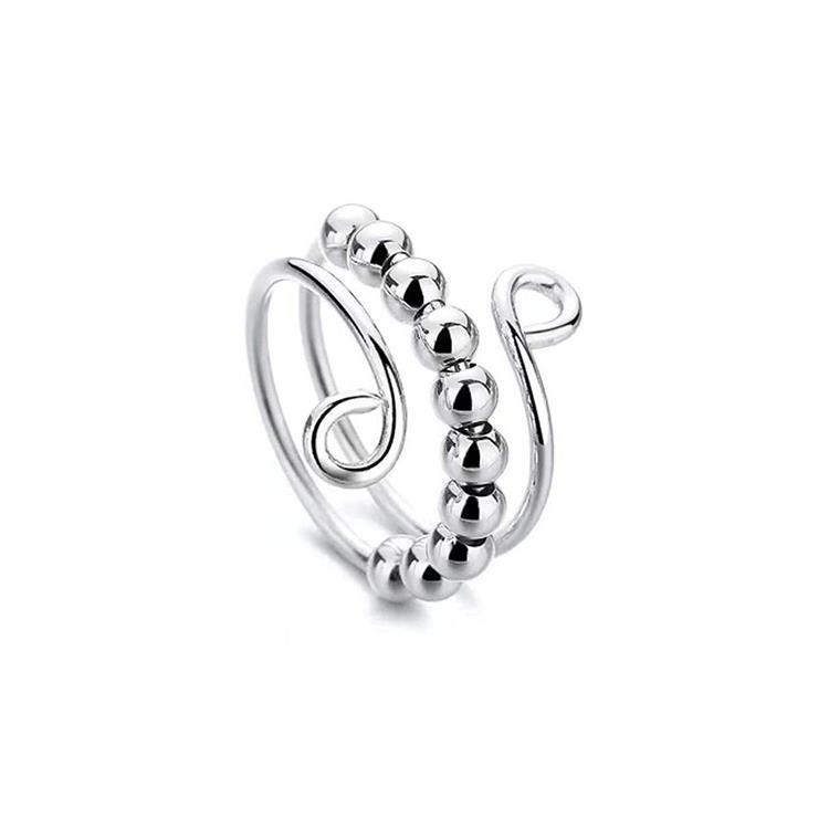 Simple Style Solid Color Circle Alloy Beaded Unisex Open Rings display picture 1